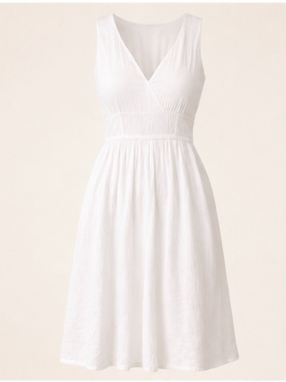 White Sleeveless V-Neck Fit & Flare Dress